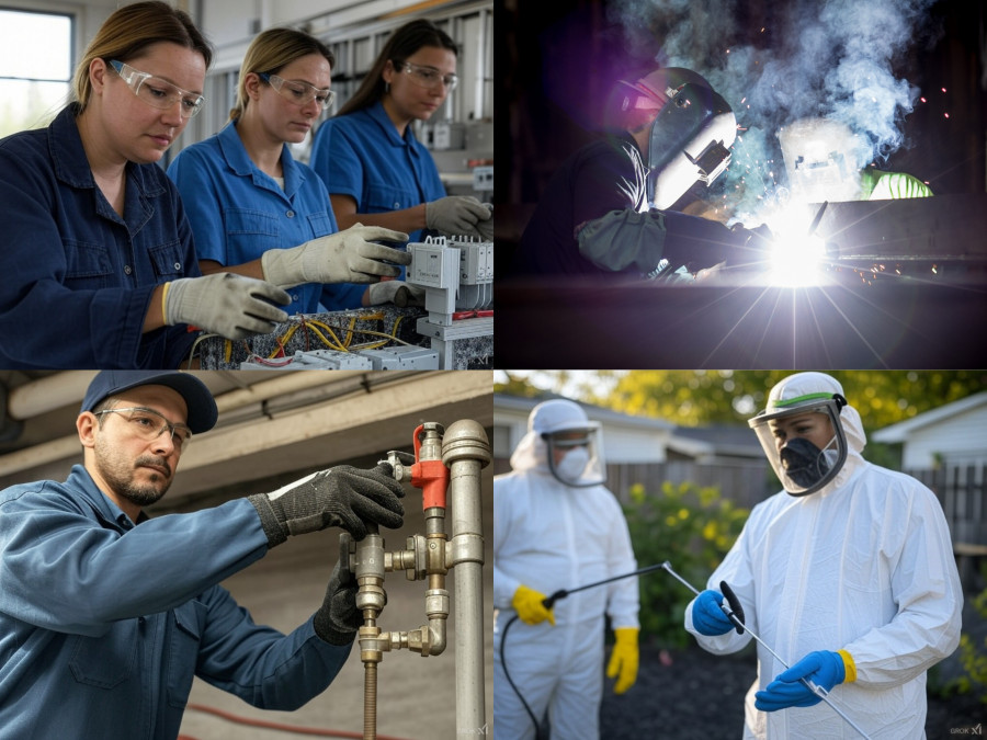 Profesionales de la electricidad, fontanería, soldadura y control de plagas